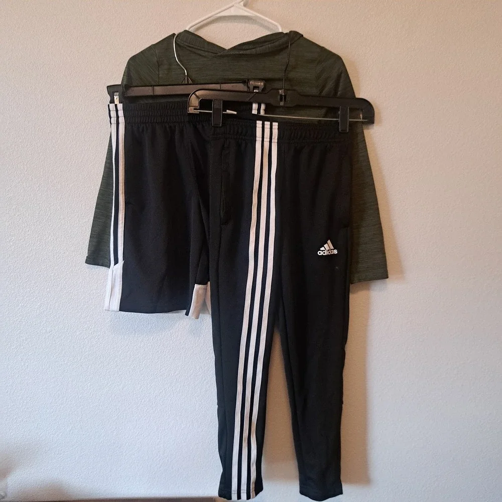 Under Armour Hoodie Adidas Track Pants and Shorts Kids Athletic Bundle Size 7-8